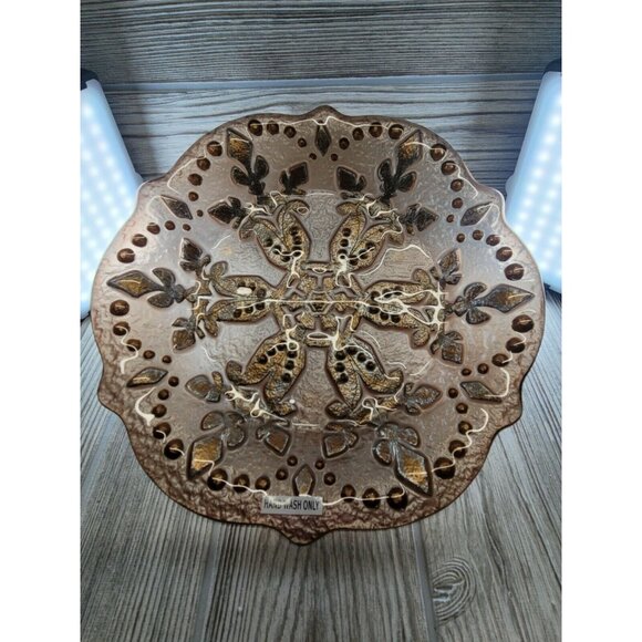 2 Pc Snowflake Server Platter Christmas Fused Glass Grassland Road Amscan - Picture 6 of 10